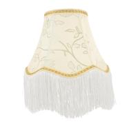 STOBAZA Macrame Lamp Shade with Embroidered Flower and Victorian Tassel Trim Retro European Style Fabric Lampshade for Table Lamps Vintage Decorative Fringe Accent for Bedroom Lighting