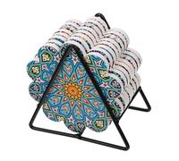 STOBAZA Mandala Pattern Ceramic Insulation Coasters with Cork Backing Heat Resistant Non Slip Drink Pads for Mugs Wine Glasses and Tumblers Decorative Table Protectors for Home and Party