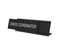 STOBAZA Mediator Shaped Desk Plaque with Sturdy Aluminum Construction Labeling for Organized Mediation Sleek Black Home Desk Plate Decor Chaos Coordinator Nameplate for Office
