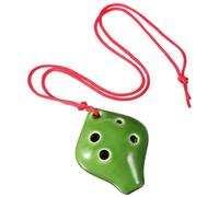 STOBAZA Mini Ceramic 6-Hole Alto Ocarina Flute Necklace and Music Book, Beginner Mini Ocarina Musical Instrument for Practice and Travel
