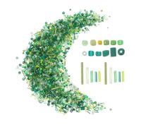 STOBAZA Mini Green Glass Beads Assortment Bag Uniform Small Tube Beads for Jewelry Making Bracelet Necklace Embroidery and Craft Projects with Brilliant Color Retention and Smooth Beading