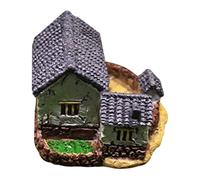 STOBAZA Miniature Resin Cottage Figurine for Fairy Gardens and Desk Decor Vintage Thatched Roof Tiny House Ornament Detailed Micro Landscape Accessory Indoor Rustic Home Decoration Unique
