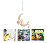 STOBAZA Moon Shape Bird for Parrots and Parakeets, Wood Material, Bite Resistant, Providing A Fun Place to Climb, Beige Colour, Suitable as A Cage Hanging Chew
