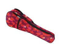 STOBAZA Oxford Cloth Ukulele Backpack with Smooth Zipper Straps Comfortable Shoulder Support Stylish Red Geometric Pattern Carry Case for Travel and Concert Use