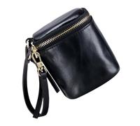 STOBAZA Portable Leather Lipstick Case with Zipper and Leather Lanyard for Women, Convenient Mini Makeup Bag for Everyday Wear and Vacations, Unique Design for Storing Small Things