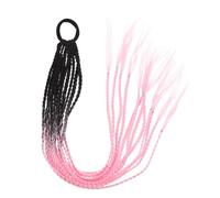 STOBAZA Premium Gradient Color Crochet Hair Extension Braid for Women No Shedding Synthetic Braided Ponytail Natural Texture Messy Bun Accessory for Parties and Festivals Black and Pink