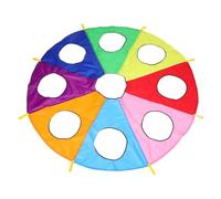 STOBAZA Rainbow Parachute Group Play Umbrella for Kindergarten Outdoor Games Cooperative Sensory Training Enhancing Hand-eye Coordination and Social Skills