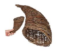 STOBAZA Rattan Woven Fruit Basket Multipurpose Storage Organizer Decorative Cornucopia for Kitchen Countertop and Home Pantry with Natural Woven Design