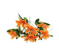 STOBAZA Realistic Artificial Lily Flower Bouquet Head Plastic Decor for Weddings Home and Events Easy to Clean Vibrant Orange Faux Floral Arrangement