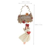 STOBAZA Resin Angel Christmas Welcome Ornament for Door and Window Hanging Rustic Handmade Holiday Pendant with Red Heart Reusable Festive Decoration Symbolizing Blessings and Protection