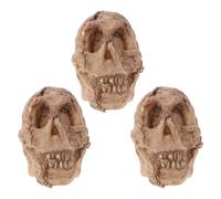 STOBAZA Resin Human Skull 3Pcs Miniature for Gecko Lizard Snake Terrarium Habitat Accessories