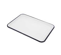 STOBAZA Retro Rectangular Enamel Baking Pan White Large Capacity Family for Bread Pizza Chicken Baking and Serving Stylish Vintage Kitchen Food Storage Tray
