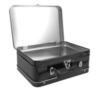 STOBAZA Retro Tin Lunch Box with Lock Hinged Lid Metal Food Container for Sandwiches Fruits Nuts Vegetables Reusable Snack Box for Family Picnics and Outdoor Hiking Black