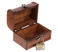 STOBAZA Retro Wooden Jewelry Box with Vintage Three Digit Lock Compact Storage Organizer for Rings Earrings Necklaces and Trinkets Antique Style Case for Home and Dressing Table