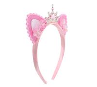 STOBAZA Rhinestone Cat Ear Headband with Crown Sparkly Glitter Tiara Hairband for Women Princess Cosplay Party Photo Shoot Comfortable Skin-friendly Cat Hair Hoop for Halloween Carnival