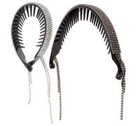 STOBAZA Rhinestone Hair Bun Holders That Hold Hair Bun without Damage 2pcs Glitter Ponytail Clips for Valentine's Day or Christmas Party Suitable for Straight and Curly