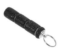 STOBAZA Rhinestone Pill Case Small Pocket Organizer with Compartments Aluminum Alloy Bottle Keychain for Travel Purse Vitamin Storage