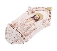 STOBAZA Sacred Heart of Jesus Resin Holy Water Font Catholic Wall Plaque Religious Ornament for Home Decor Family Blessing First Communion Confirmation Ivory
