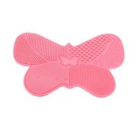 STOBAZA Silicone Butterfly-Shaped Makeup Brush Cleaning Mat with Suction Cup Pink Beauty Brush Scrubber Pad and Cosmetic Tool