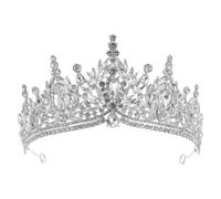 STOBAZA Silver Baroque Bridal Tiara Crown Rhinestones for Weddings, Royal Crystal Hair Accessory for Brides and Princess Birthday Parties