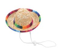 STOBAZA Small Mexican Straw Sombrero Party Hat with Chin Strap Breathable Festival Accessory for Carnival Birthday Dance Performance and Themed Celebrations