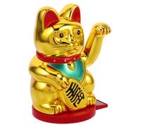 STOBAZA Solar Powered Waving Cat Figurine with Energy-efficient Arm Movement Japanese Style Lucky Fortune Maneki Neko for Office Desk Home Garden Decor Continuous Light-activated Waving
