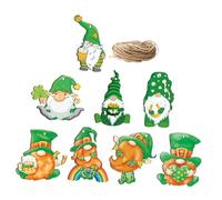 STOBAZA St Patrick’s Day Gnome Hanging Sign 8pcs Set Irish Door and Wall Decor Shamrock Outdoor Tree Ornament for Holiday Home Decorations