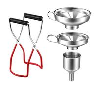 STOBAZA Stainless Steel Canning Funnel with Jar Lifter and Clamp Wide Mouth Funnels Three for Easy Filling and Safe Handling Rustproof Kitchen Tool for Home Canning and Preserving