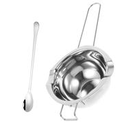 STOBAZA Stainless Steel Chocolate Melting Pot 400ml 2pcs Set Spoon for Butter, Cheese, and Candle Wax Melting - Kitchen Essentials for Baking and Candy Making