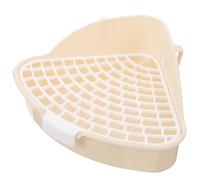 STOBAZA Triangle Shaped White Plastic Corner Litter Box Space-saving Detachable Design Small Animal Bunny Litter Tray for Home Bathroom Use