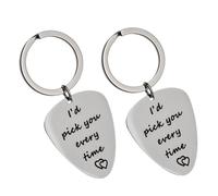 STOBAZA Valentine'S Day Couple Keychains 2Pcs Guitar Rings Stainless Steel Bag Pendants Practical Romantic