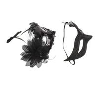 STOBAZA Venetian and Comfortable Fit with Intricate Surface Painting Half Face Masks Black 2pcs Set Portable for Couples for Mardi Gras and Photo Shoot
