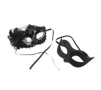 STOBAZA Venetian Masquerade Masks Glitter and Intricate Surface Painting 2pcs for Couples Black Lightweight Plastic Half Face Mask Comfortable Fit for Masquerade Ball and Prom