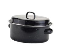 STOBAZA Versatile Covered Round Roaster Pot with Enamel Lid High Temperature Resistant Chinese Chestnut and Roasted Corn Pan for Family Baking Garden Parties Camping and Outdoor Use