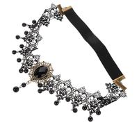 STOBAZA Vintage and Elegant Tassel Design Lace Black Headband Gothic with Comfortable Cloth Material a Versatile Accessory for Masquerade and Special Occasions