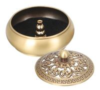 STOBAZA Vintage Brass Incense Burner Ornament with Lid Artistic Home Decor Incense Holder Easy to Store Golden Brass Censer House Fragrance Meditation Adornment
