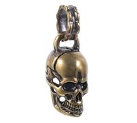 STOBAZA Vintage Brass Skull Head Pendant Keychain Charm with Intricately Designed Carved and Polished Features for DIY Craft Making and Bracelet Accessories