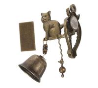 STOBAZA Vintage Cat Hanging Bell Outdoor Doorbell with Rustic Metal Animal Figurine Easy Install Decorative Wind Chime for Garden Porch Timeless Antique Style for Home and Shop
