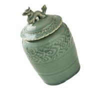 STOBAZA Vintage Chinese Ceramic Tea Jar with Sealing Lid Moisture Canister for Tea Grains Nuts Storage Retro Style Decorative Porcelain Container for Home Kitchen Desktop