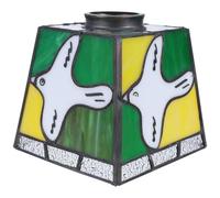 STOBAZA Vintage French Stained Glass Pendant Lamp Shade 42mm Aperture Multicolor Peace Bird Pattern Decorative Glass Lampshade for Floor Table and Bathroom Lighting