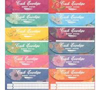 STOBAZA Waterproof Budget Cash Envelopes Set Label Stickers 12 Colorful Money Envelopes for Cash Budgeting and Saving for Personal Finance Management