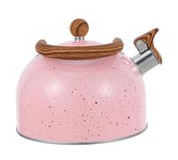 STOBAZA Whistling Tea Kettle Stainless Steel Boiling Water Pot with Foldable Slip Handle Compatible with Induction Hob Gas and Electric Stove Pink Retro Stovetop Hot Water Kettle