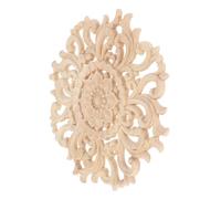 STOBAZA Wooden Carved Applique European Style Rubberwood Round Decal for Furniture Decoration Elegant Home Ornament for Cabinets Doors Beds Windows Natural Decorative Overlay