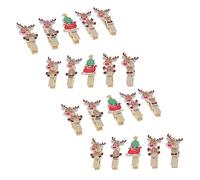 STOBAZA Wooden Christmas Photo Holders Clips 20pcs Photo Pegs Christmas Wood Clips for Photo Display Note Chips