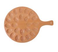 STOBAZA Wooden Egg Holder Tray Large Capacity Chicken Egg Storage Rack for Refrigerator Multipurpose Deviled Platter for Easter Holiday Parties