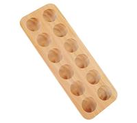 STOBAZA Wooden Egg Organizer Tray 10 Eggs Solid Storage Holder Sturdy Plate for Kitchen and Refrigerator Use