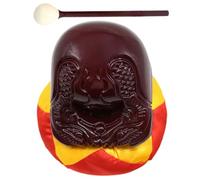 STOBAZA Wooden Fish Meditation Instrument Set 5-inch Dark Wood Buddhist Percussion Music Teaching Aid for Home Carving Decor and Monk Use