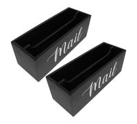 STOBAZA Wooden Mail Storage Box with 2 Slots for Efficient Mail Management and Space-saving, Farmhouse Style Office Desk Organizer for Postcards and Envelopes, for Apartments and Kitchen
