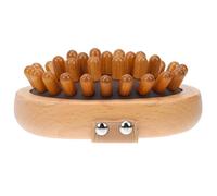 STOBAZA Wooden Meridian Massage Brush Body Massager with Rubber Handle for Easy to Hold Long-Term Use, for Home Spa and Belly Or Back Massage Relaxation