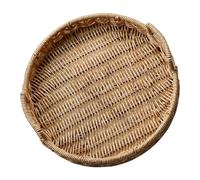 STOBAZA Woven Storage Basket with Handle Large Capacity Tabletop Sundries Organizer Multifunctional Rattan Tray for Snacks Fruits Keys and Home Decor
